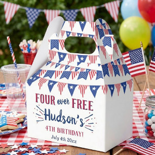 Four Ever Free! 4th Of July 4th Birthday Party Favor Box