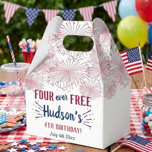 Four Ever Free! 4th Of July 4th Birthday Party Favor Box