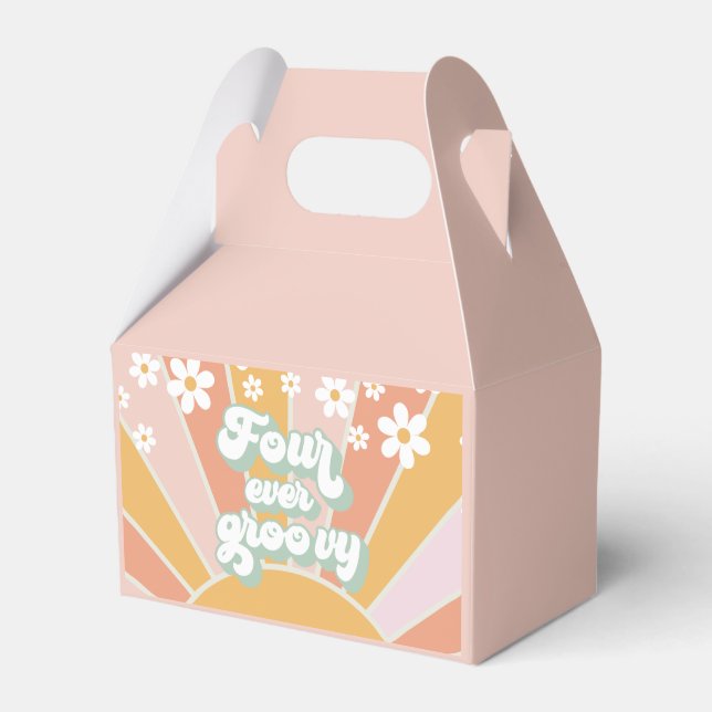 Four Ever Groovy Retro Sunshine Daisy  Favor Box (Front Side)