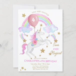 Four ever magical, 4th birthday invitation