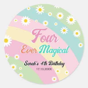 Four Ever Magical Fourth Birthday Daisy  Classic Round Sticker
