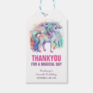Four Ever Magical Pastel Unicorn Fourth Birthday Gift Tags