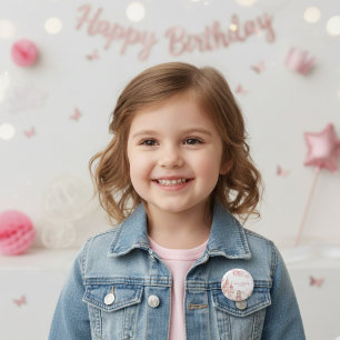 Four Ever Princess Castle Unicorn 4th Birthday  2 Inch Round Button
