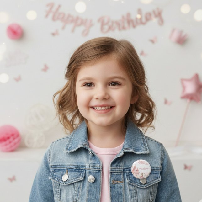 Four Ever Princess Castle Unicorn 4th Birthday  2 Inch Round Button (Creator Uploaded)