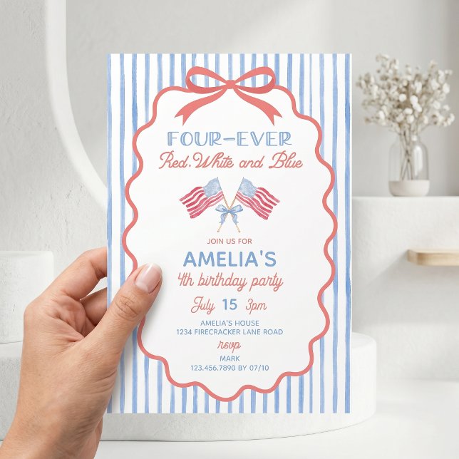 Four-ever Red White and Blue Invitation (Creator Uploaded)