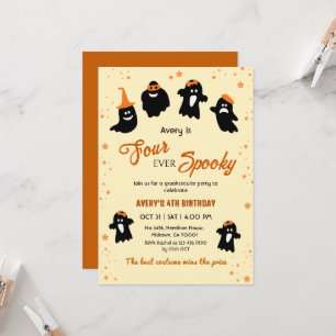 Four ever Spooky Halloween 4th Birthday Ghost Invitation