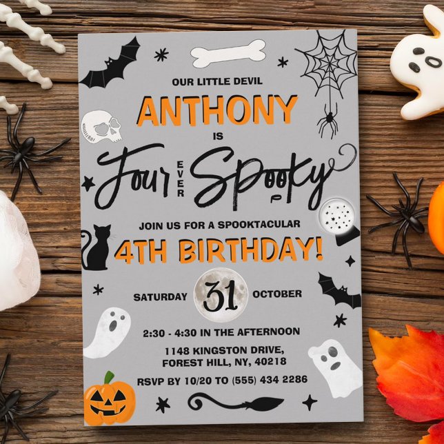 Four Ever Spooky! Halloween 4th Birthday Invitation (Creator Uploaded)