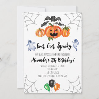 Four Ever Spooky Halloween 4th Birthday Invitation