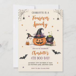 Four Ever Spooky Halloween 4th Birthday Party Invitation