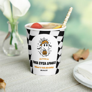 Four Ever Spooky Halloween 4th Birthday Party Paper Cups