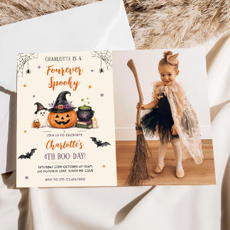 Four Ever Spooky Halloween 4th Birthday Photo Invitation