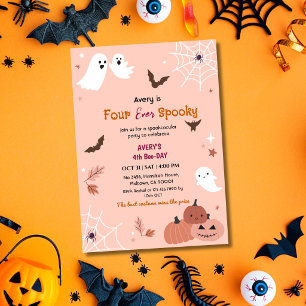 Four ever Spooky Halloween Birthday Ghost bats Invitation