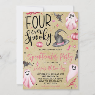 Four Ever Spooky Halloween Birthday Invitation