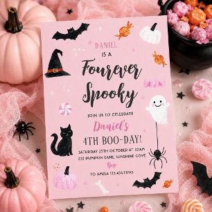 Four Ever Spooky Halloween Ghost 4th Birthday Invitation