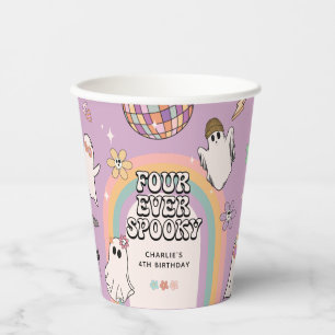 Four Ever Spooky Retro Halloween 4th Birthday Paper Cups