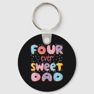 Four Ever Sweet Dad 4th Birthday Girl Doughnut Lov Keychain
