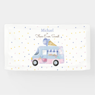 Four ever sweet ice cream truck forth birthday banner