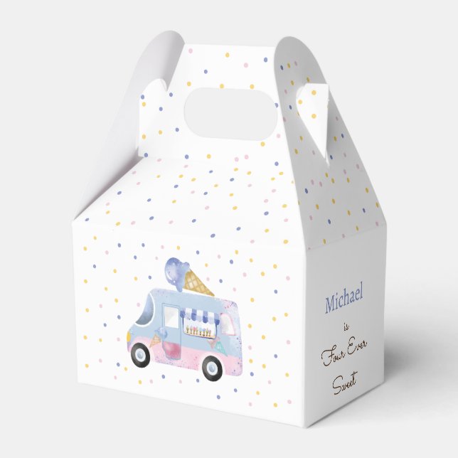Four ever sweet ice cream truck forth birthday favor box (Front Side)