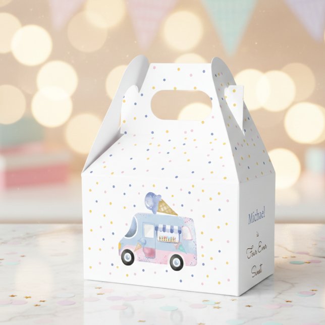 Four ever sweet ice cream truck forth birthday favor box (Creator Uploaded)