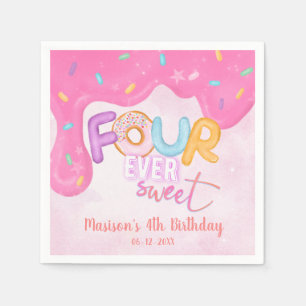 four ever sweet Pink Frosting Girl's Birthday  Napkin