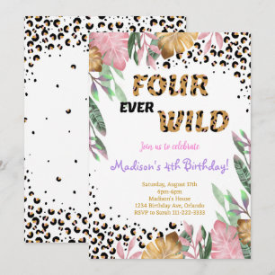 Four Ever Wild 4th Birthday Invitation