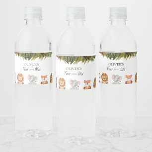 Four ever wild 4th birthday  water bottle label