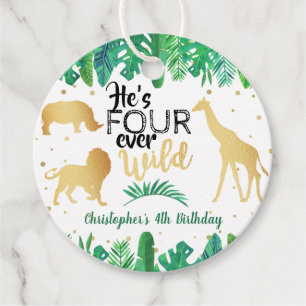 Four Ever Wild Boys 4th Birthday Favour Tags