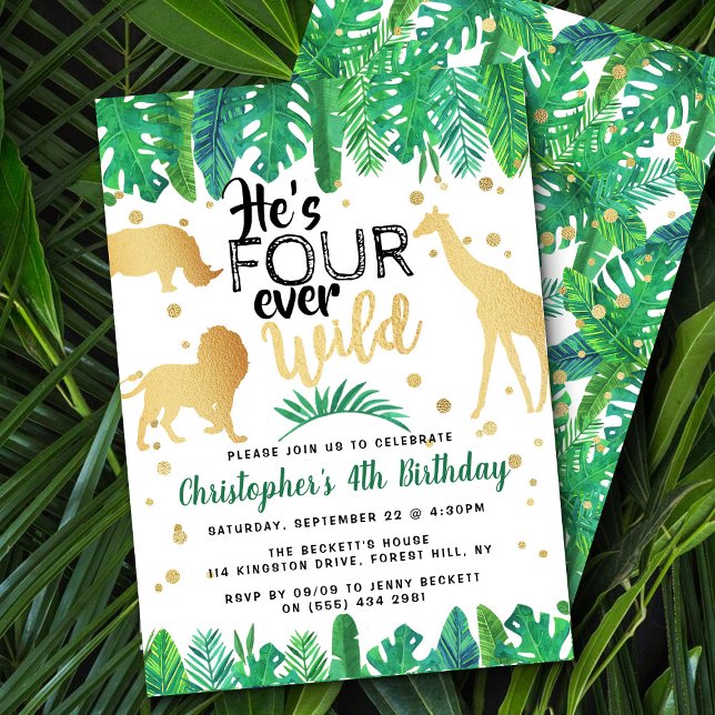 Four Ever Wild Boys 4th Birthday Party Invitation (Creator Uploaded)
