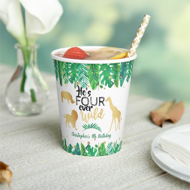 Four Ever Wild Boys 4th Birthday Party Paper Cups (Insitu)
