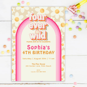 Four Ever Wild Daisy Rainbow Birthday Invitation –