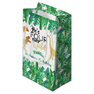 Four Ever Wild Dinosaur Boys 4th Birthday Small Gift Bag