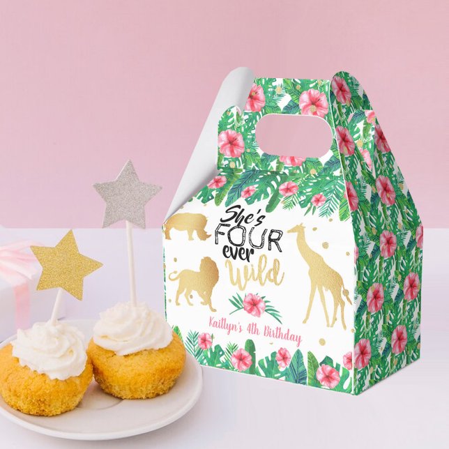 Four Ever Wild Girls 4th Birthday Favor Box (Creator Uploaded)