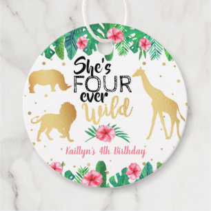 Four Ever Wild Girls 4th Birthday Favour Tags