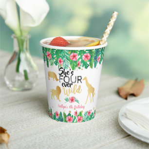 Four Ever Wild Girls 4th Birthday Party Paper Cups