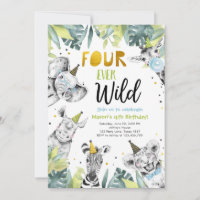 Four Ever Wild Party Animals Safari Boy Birthday
