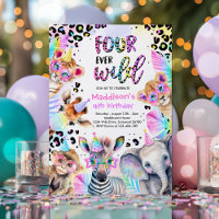 Four Ever Wild Safari Pink Girl Leopard Birthday