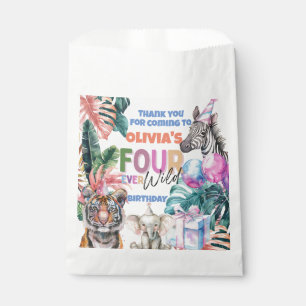 Four ever Wild three Safari Party Animal thank you Favour Bag