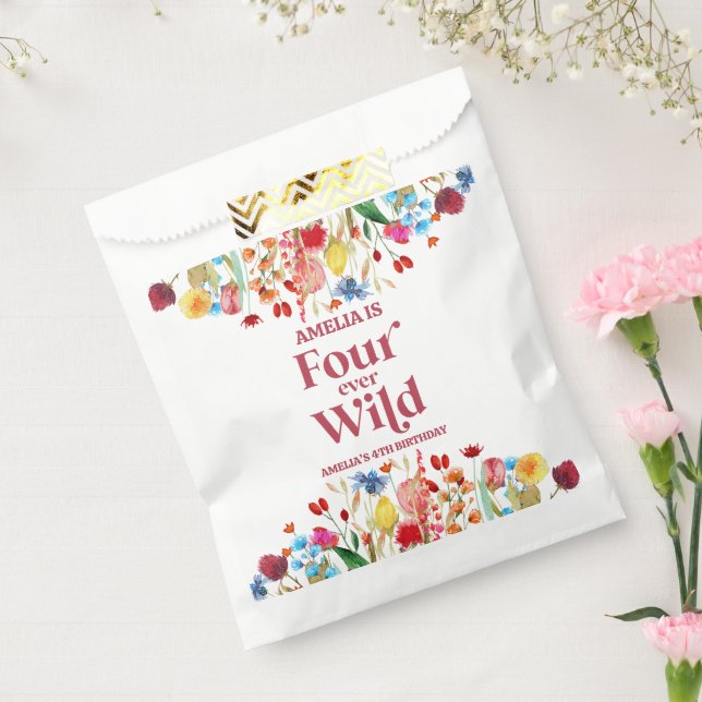 Four Ever Wild Wildflower 4th Birthday Party Favour Bag (Sealed)