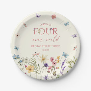Four Ever Wild Wildflower 4th Birthday Party Paper Plate