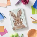 Four-Eyed Forester | Bunny Rabbit iPad Pro Cover<br><div class="desc">This watercolor print features a bunny wearing eyeglasses | By Victoria Borges. Image ID: 132004GG</div>