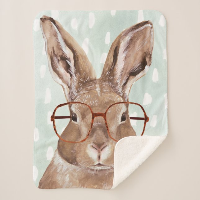 Four-Eyed Forester | Bunny Rabbit Sherpa Blanket (Front)