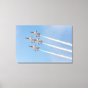 Four F-16 Thunderbirds fly in close formation Canvas Print