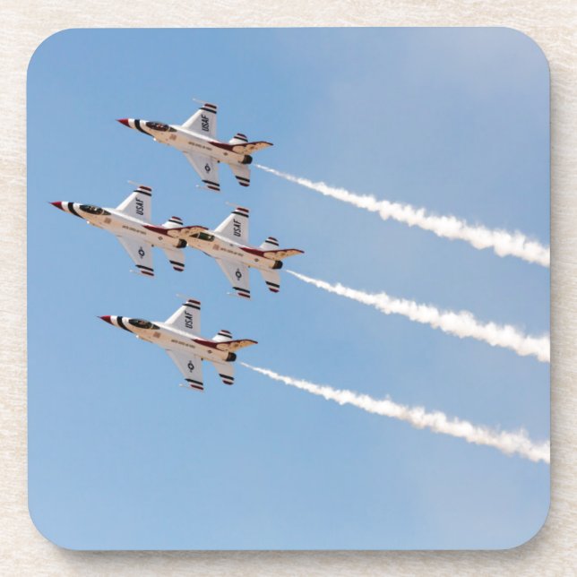 Four F-16 Thunderbirds fly in close formation Coaster (Front)
