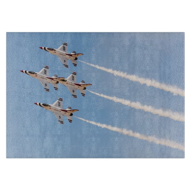 Four F-16 Thunderbirds fly in close formation Cutting Board (Front)