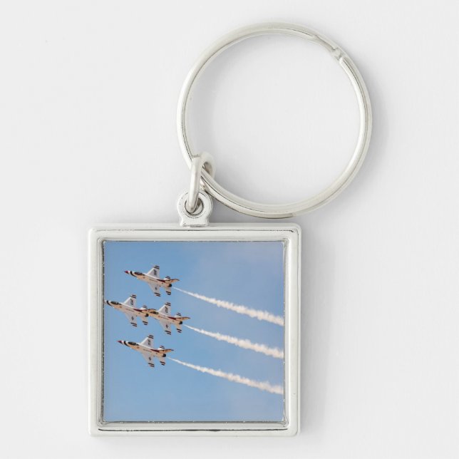 Four F-16 Thunderbirds fly in close formation Keychain (Front)