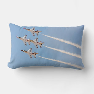 Four F-16 Thunderbirds fly in close formation Lumbar Pillow