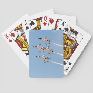 Four F-16 Thunderbirds fly in close formation Playing Cards