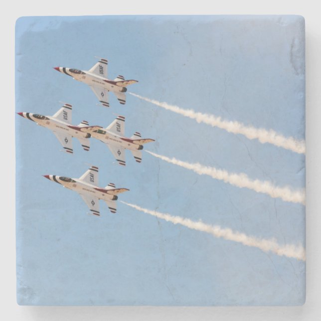 Four F-16 Thunderbirds fly in close formation Stone Coaster (Front)