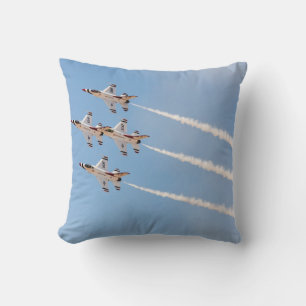 Four F-16 Thunderbirds fly in close formation Throw Pillow