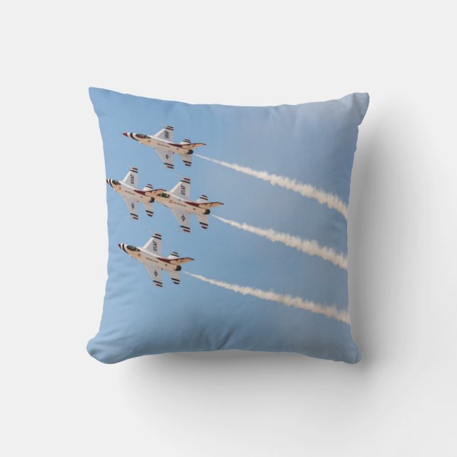 Four F-16 Thunderbirds fly in close formation Throw Pillow (Front)